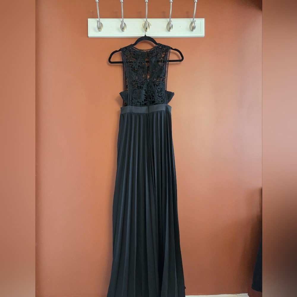 AQUA Black Crochet Lace-Back Maxi Dress | XS | Bloomingdale’s Exclusive
